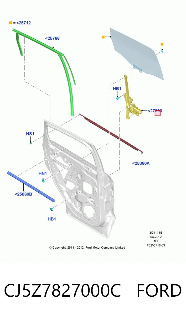 CJ5Z7827000C Ford Склопідйомник задніх правих дверей