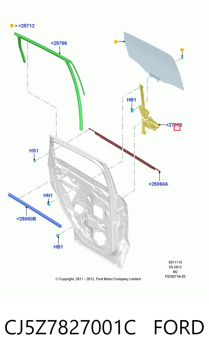 CJ5Z7827001C Ford Механізм стеклопод'емника двері задньої, лівої