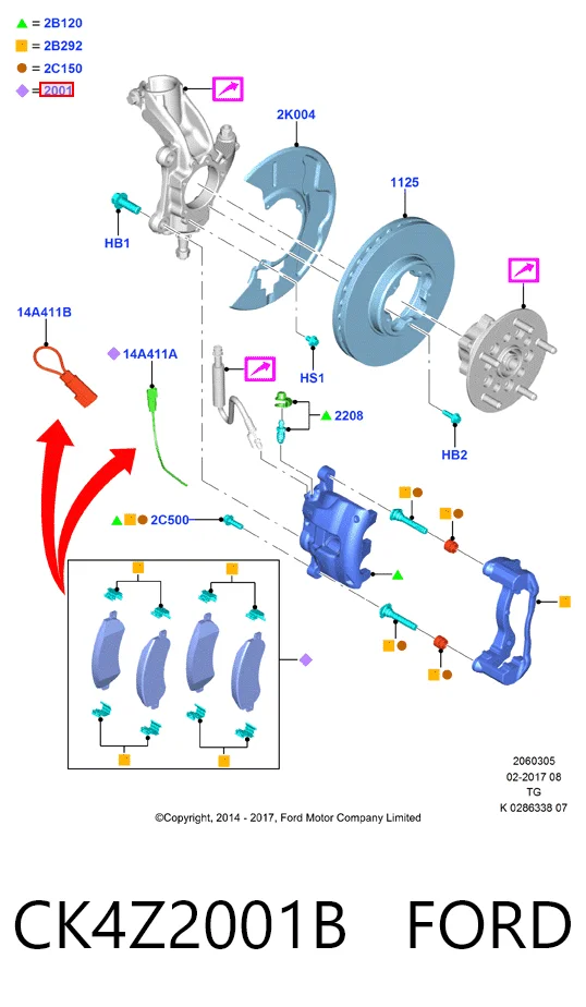 CK4Z2001B Ford Передні гальмівні колодки