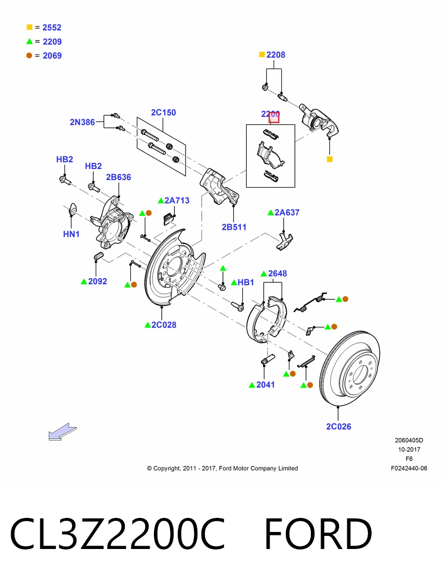 CL3Z2200C Ford Колодки гальмівні задні, дискові