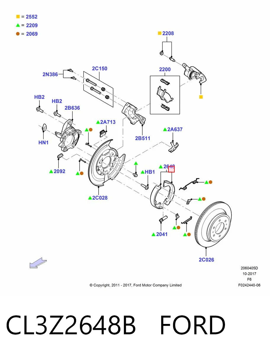 CL3Z2648B Ford Гальмівні колодки ручника