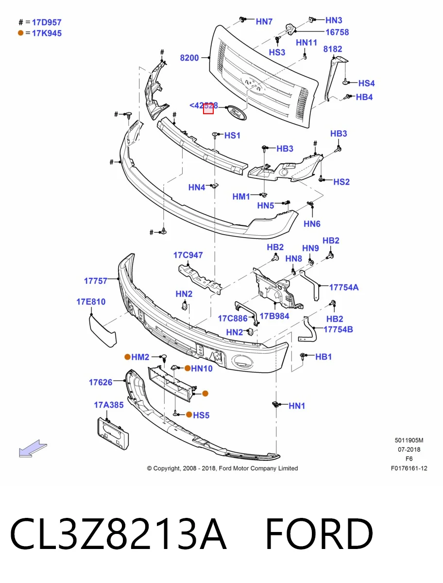 CL3Z8213A Ford Емблема решітки радіатора