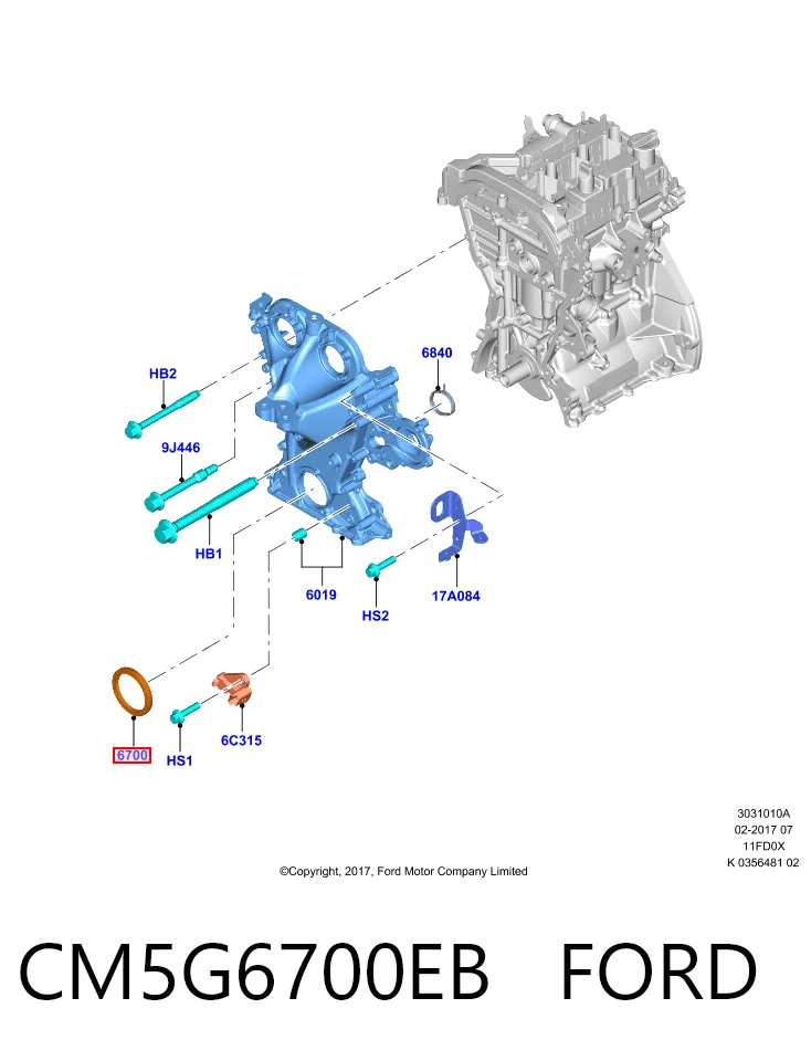 CM5G6700EB Ford Сальник колінчастого валу