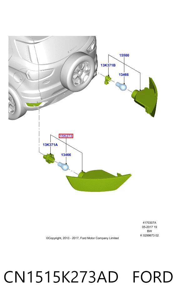 CN1515K273AD Ford Протівотуманнка задня, ліва