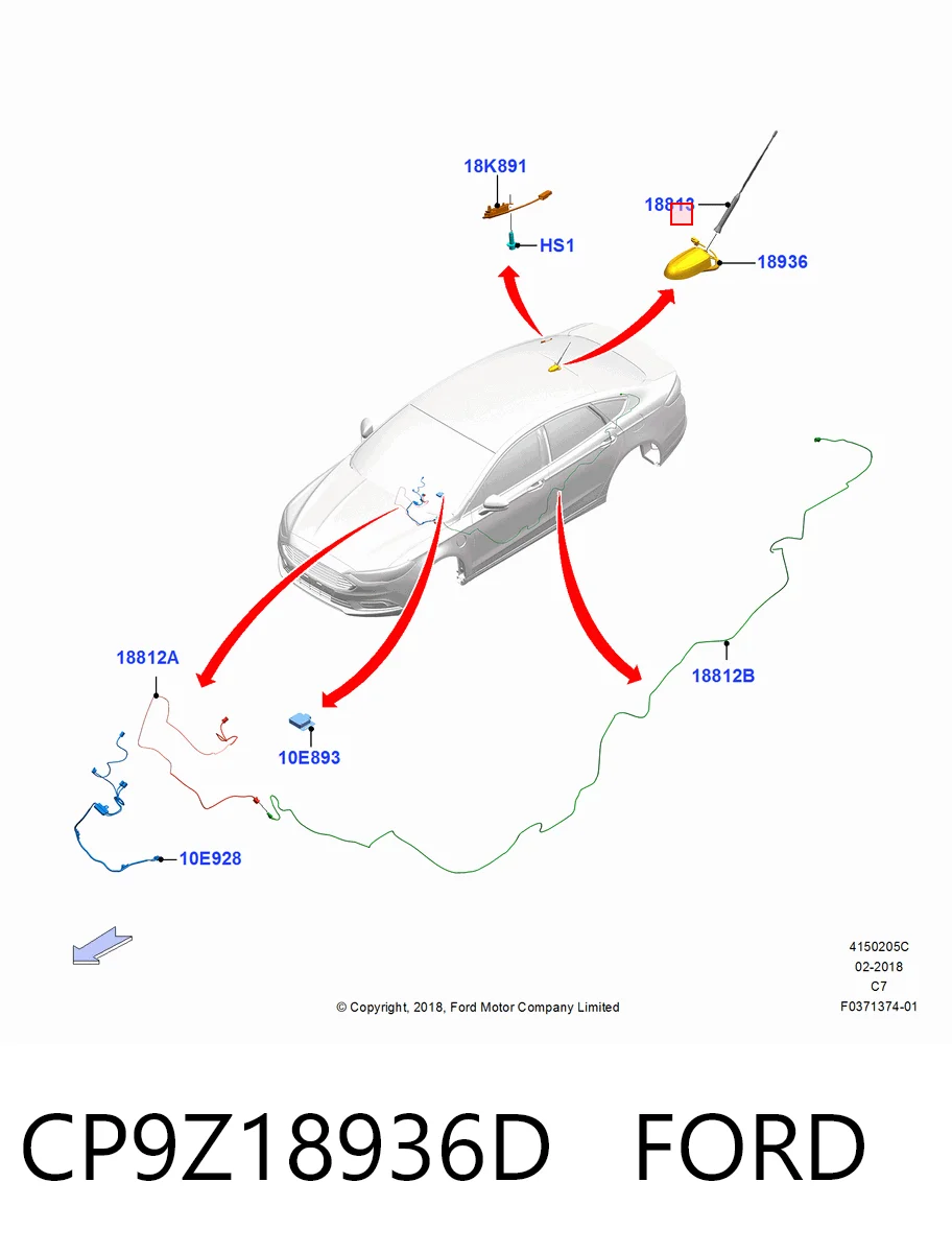 Антена на дах на Ford Focus III CB8