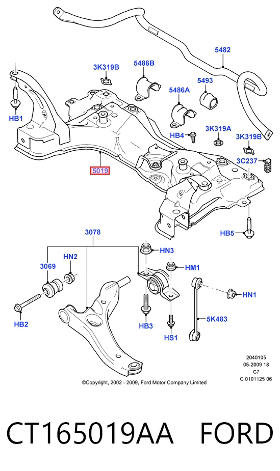 CT165019AA Ford Передня балка
