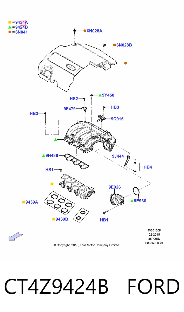 CT4Z9424B Ford Колектор впускний нижній