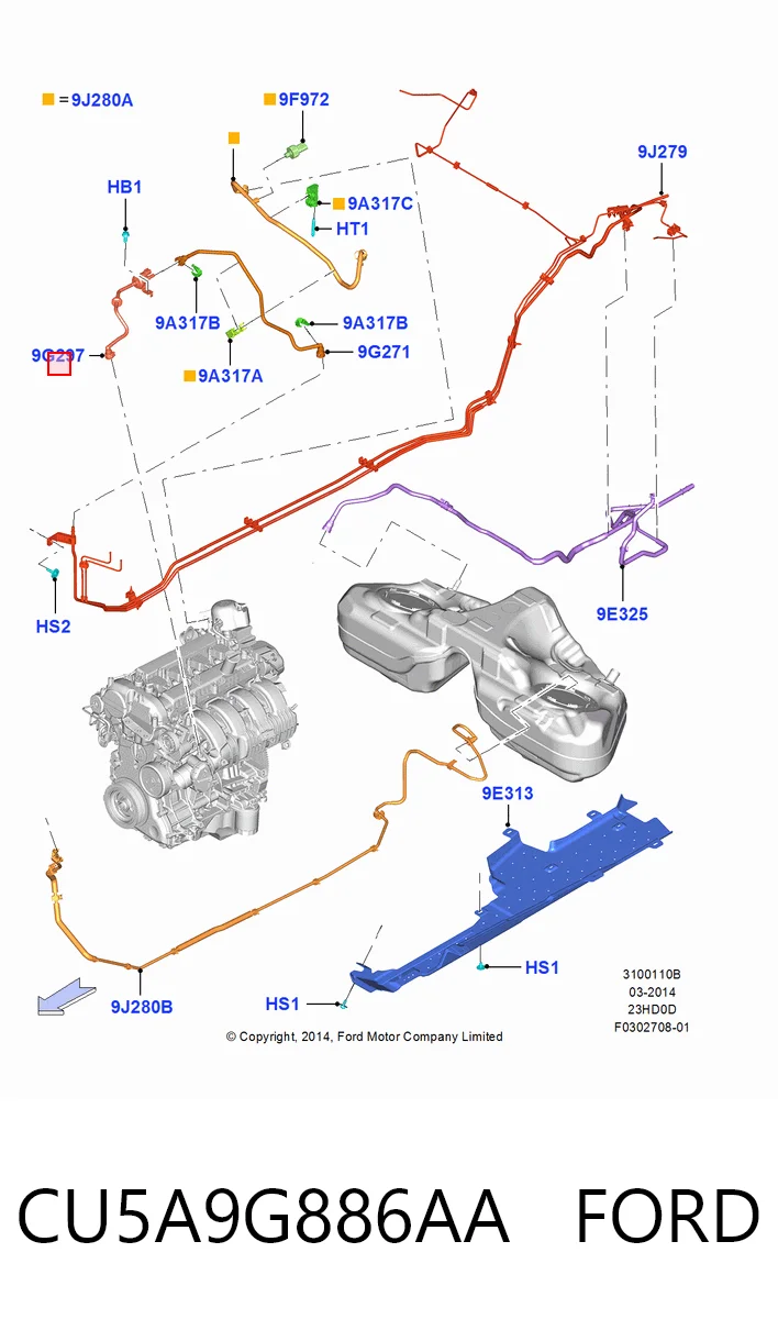 CU5A9G886AA Ford Система управління парами палива