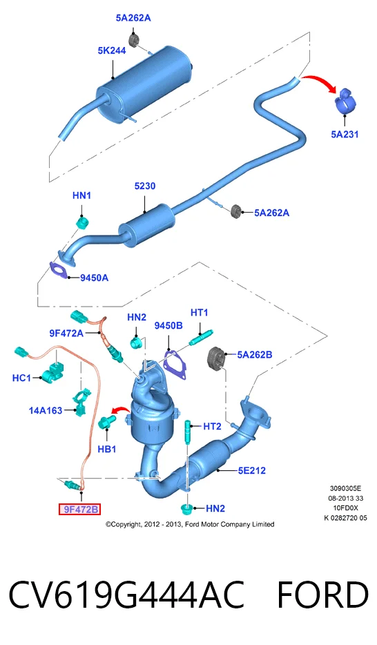 CV619G444AC Ford Лямбда зонд після каталізатора