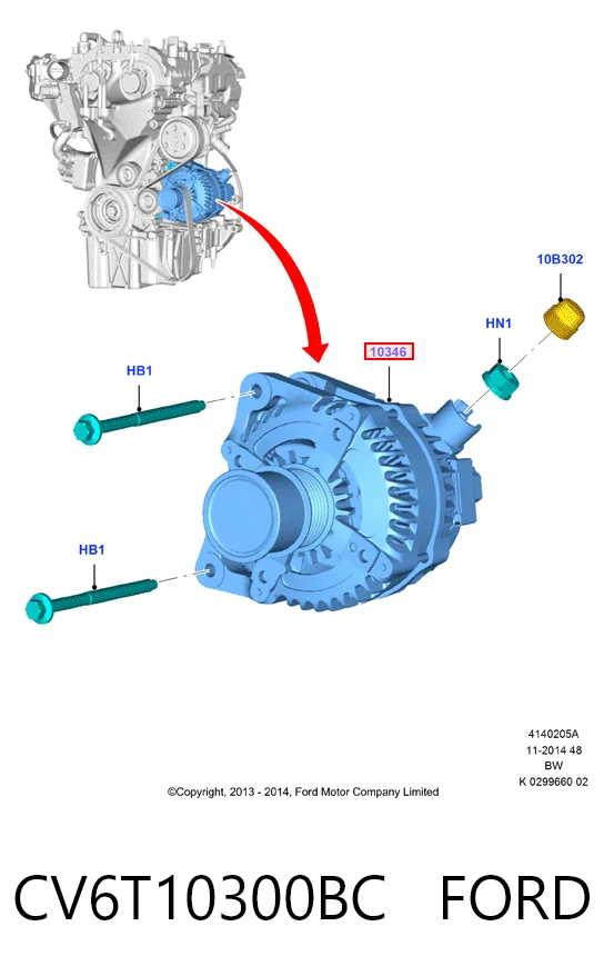 CV6T10300BC Ford Авто генератор