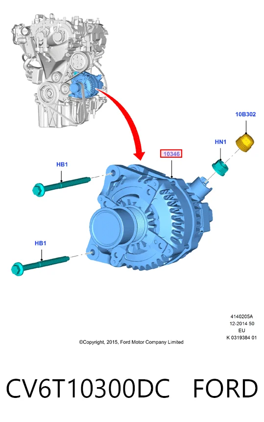 CV6T10300DC Ford Авто генератор