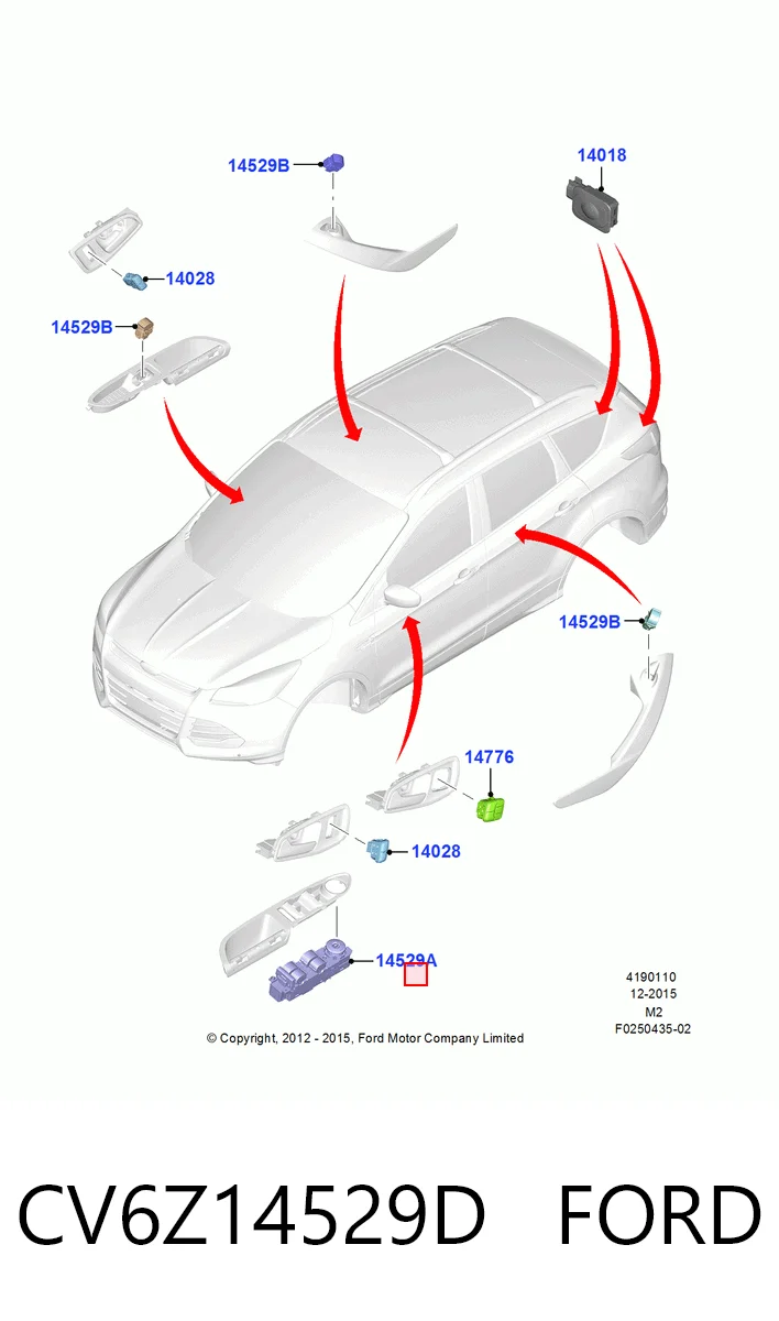 CV6Z14529D Ford Кнопки переднього лівого склопід'ємника