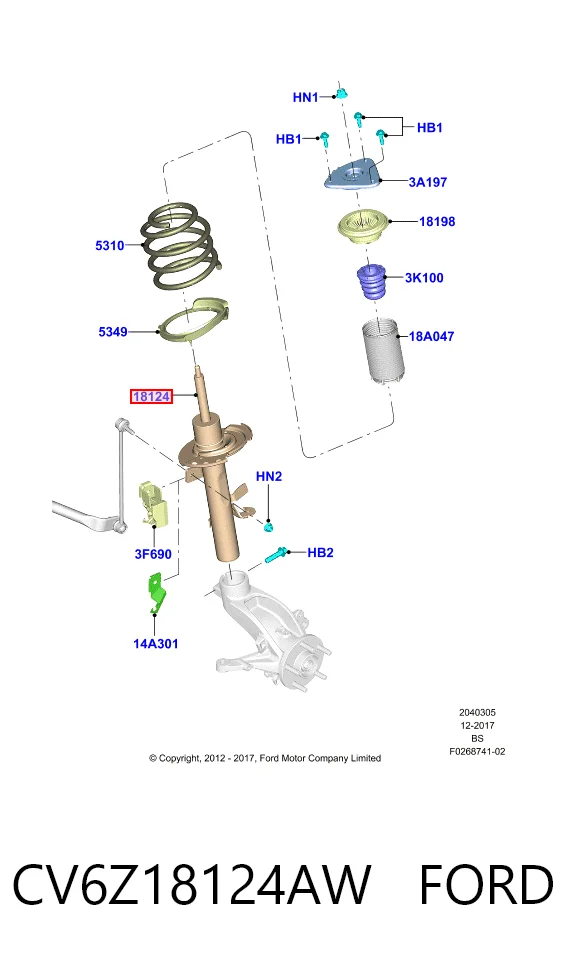 CV6Z18124AW Ford Амортизатор передньої підвіски