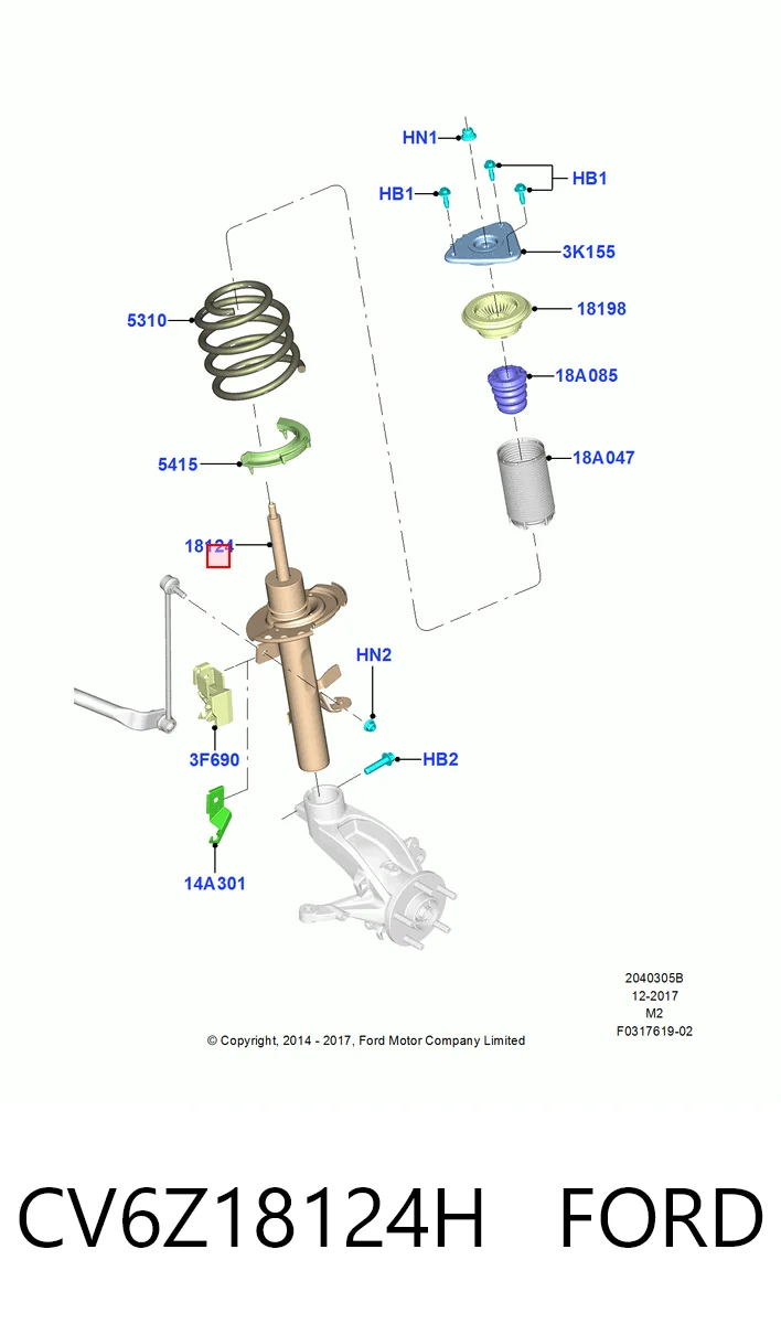 CV6Z18124H Ford Амортизатор передньої підвіски