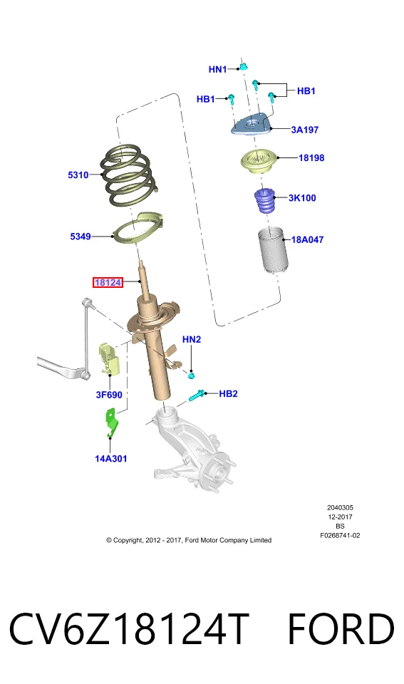CV6Z18124T Ford Амортизатор передньої підвіски