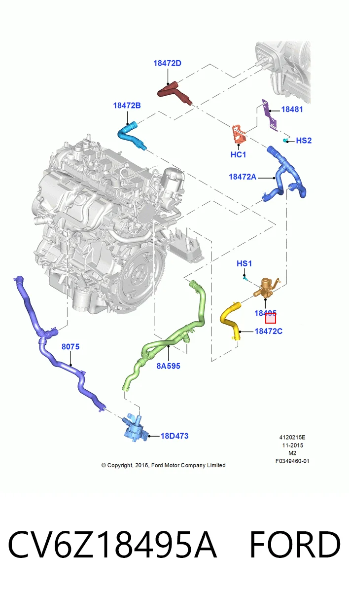 CV6Z18495A Ford Регулюючий клапан охолоджувальної рідини