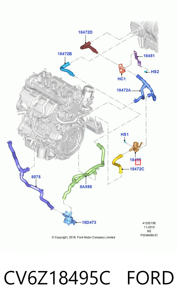 CV6Z18495C Ford Регулюючий клапан охолоджувальної рідини