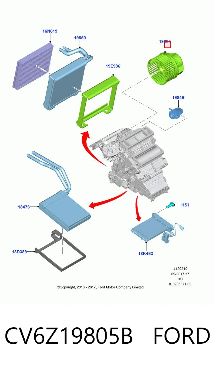 CV6Z19805B Ford Електромотор пічки