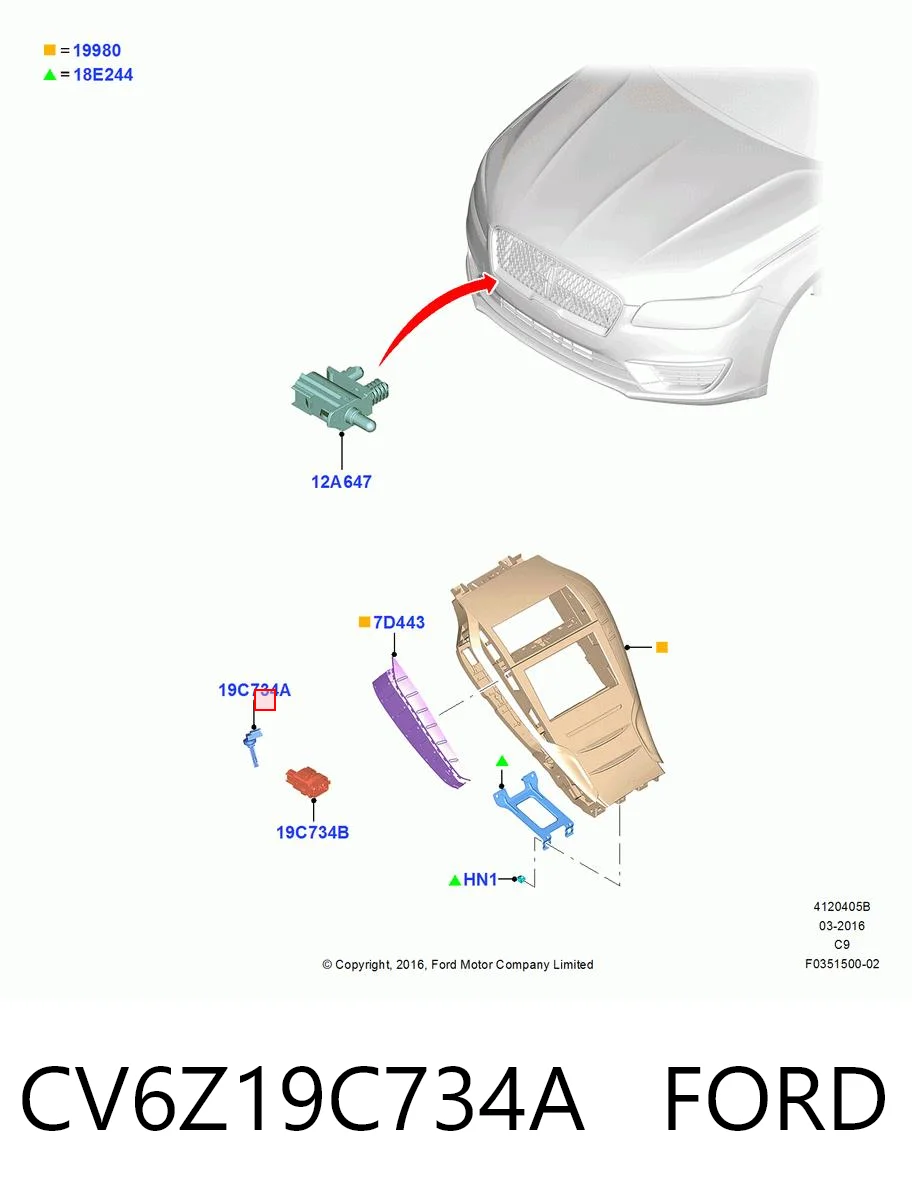 CV6Z19C734A Ford Датчик температури салону