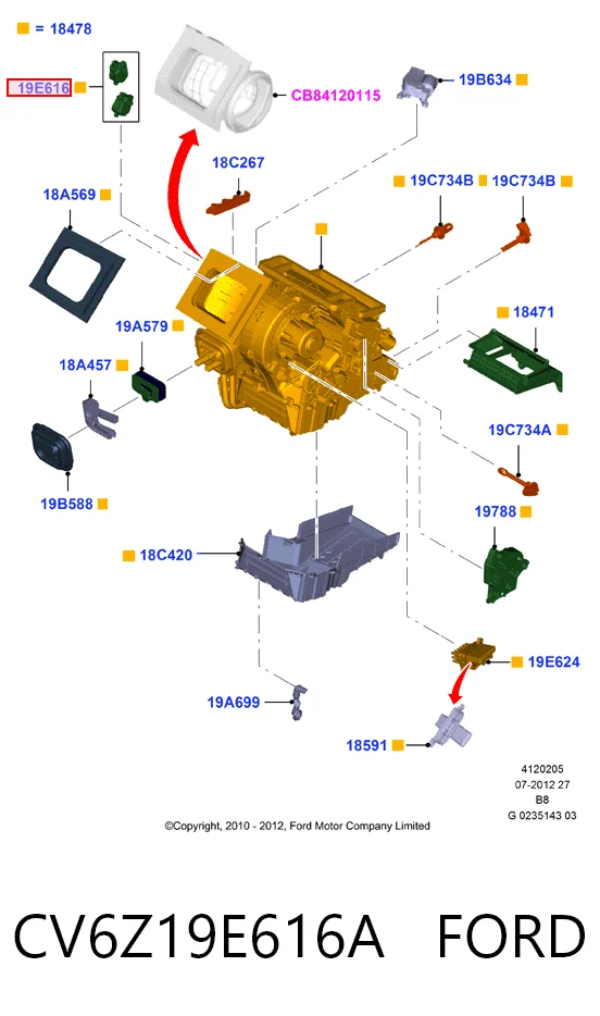 CV6Z19E616A Ford Мотор заслінки печі