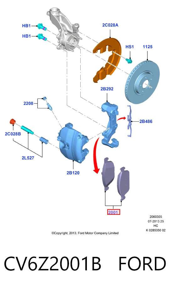 CV6Z2001B Ford Передні гальмівні колодки