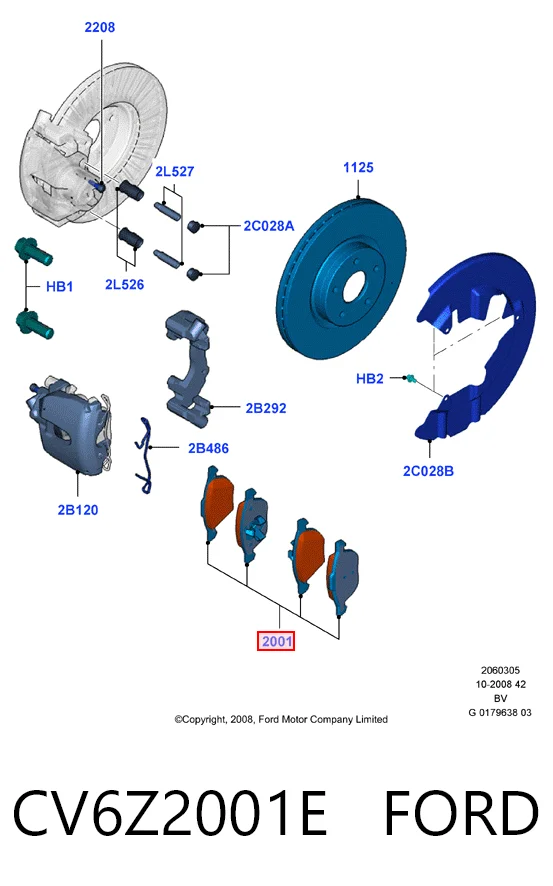 CV6Z2001E Ford Передні гальмівні колодки