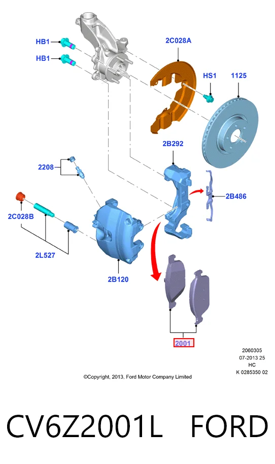 CV6Z2001L Ford Передні гальмівні колодки