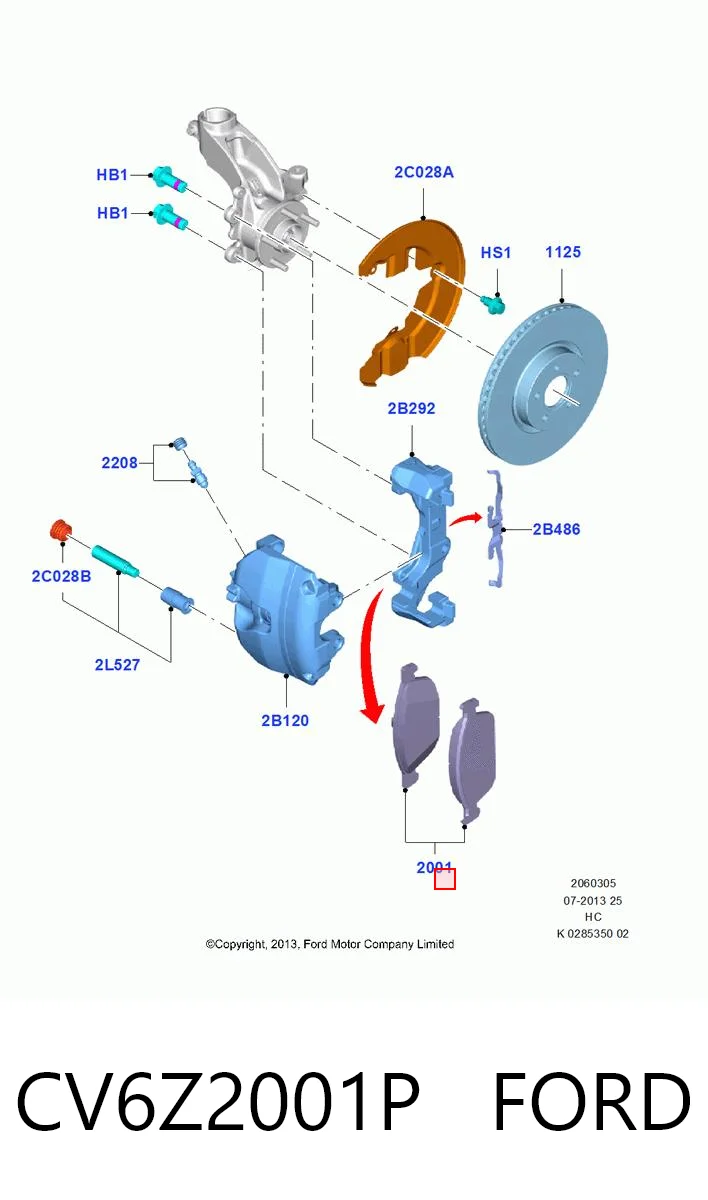 CV6Z2001P Ford Передні гальмівні колодки