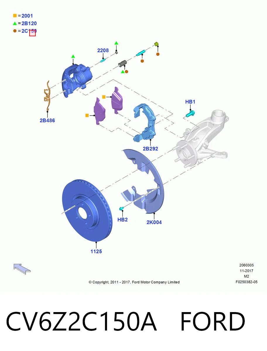 CV6Z2C150A Ford Втулка напрямна гальмівного супорта