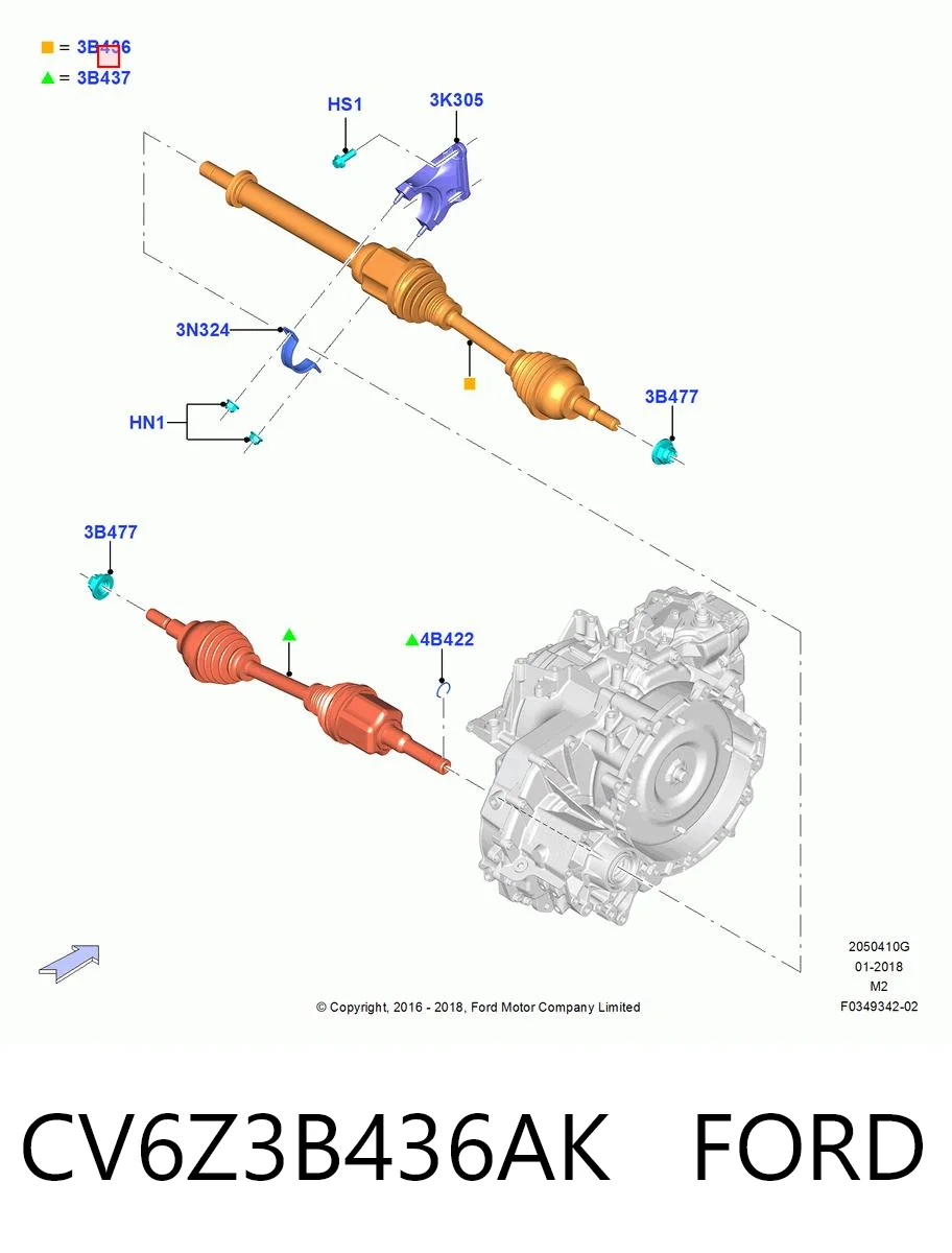 CV6Z3B436AK Ford Привід передній правий