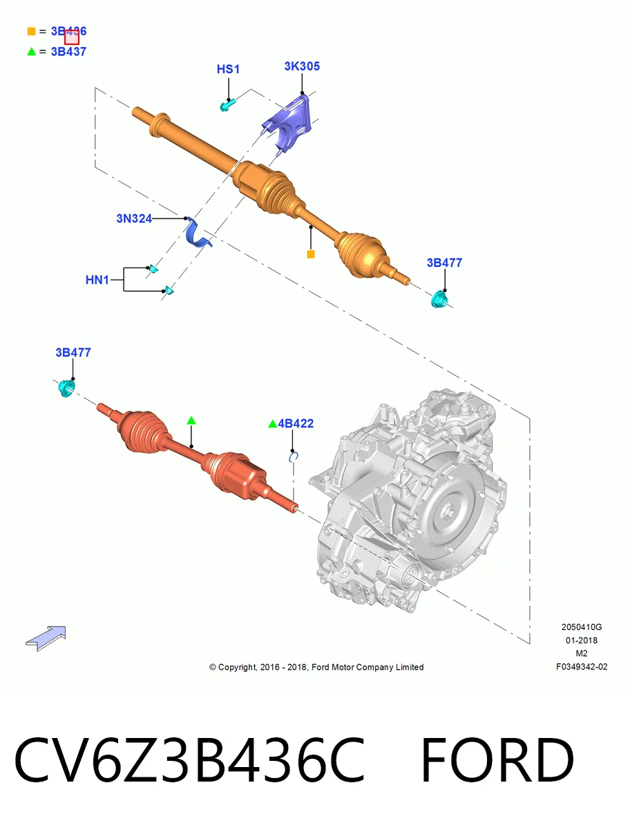 CV6Z3B436C Ford Привід передній правий