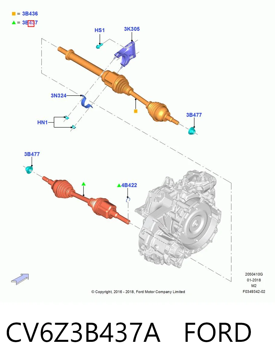 CV6Z3B437A Ford Привід лівий