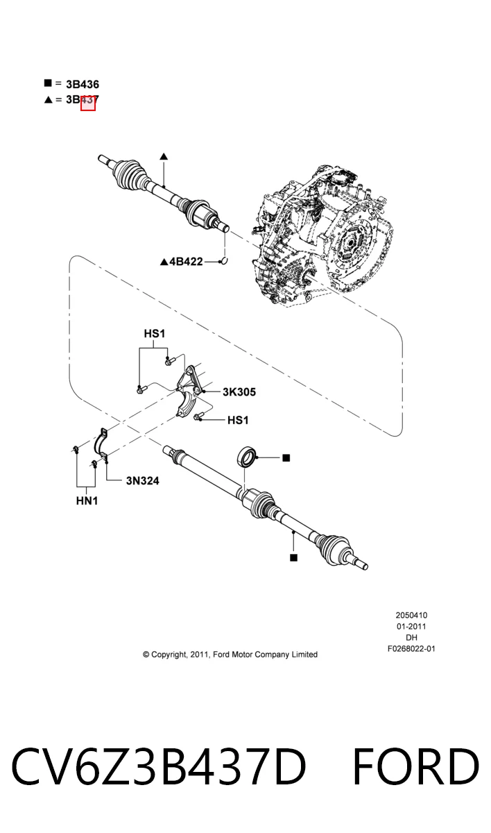CV6Z3B437D Ford Привід лівий