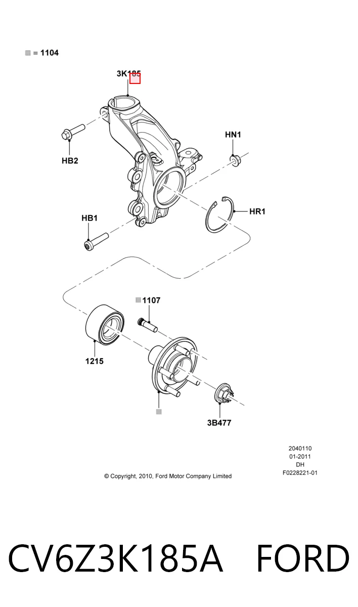CV6Z3K185A Ford Кулак поворотний передній правий