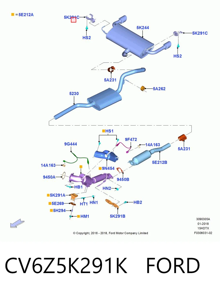 CV6Z5K291K Ford З'єднувальні елементи, система випуску