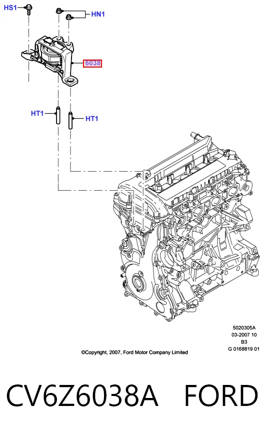 CV6Z6038A Ford Права подушка мотора