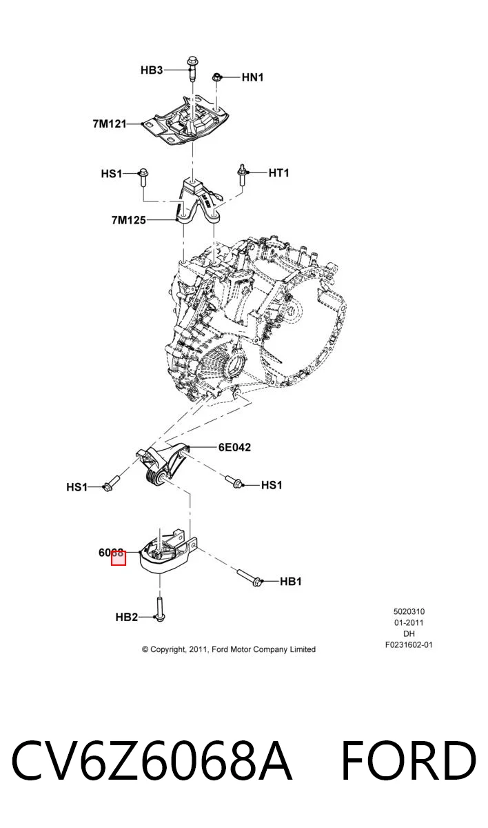 CV6Z6068A Ford Задня подушка двигуна