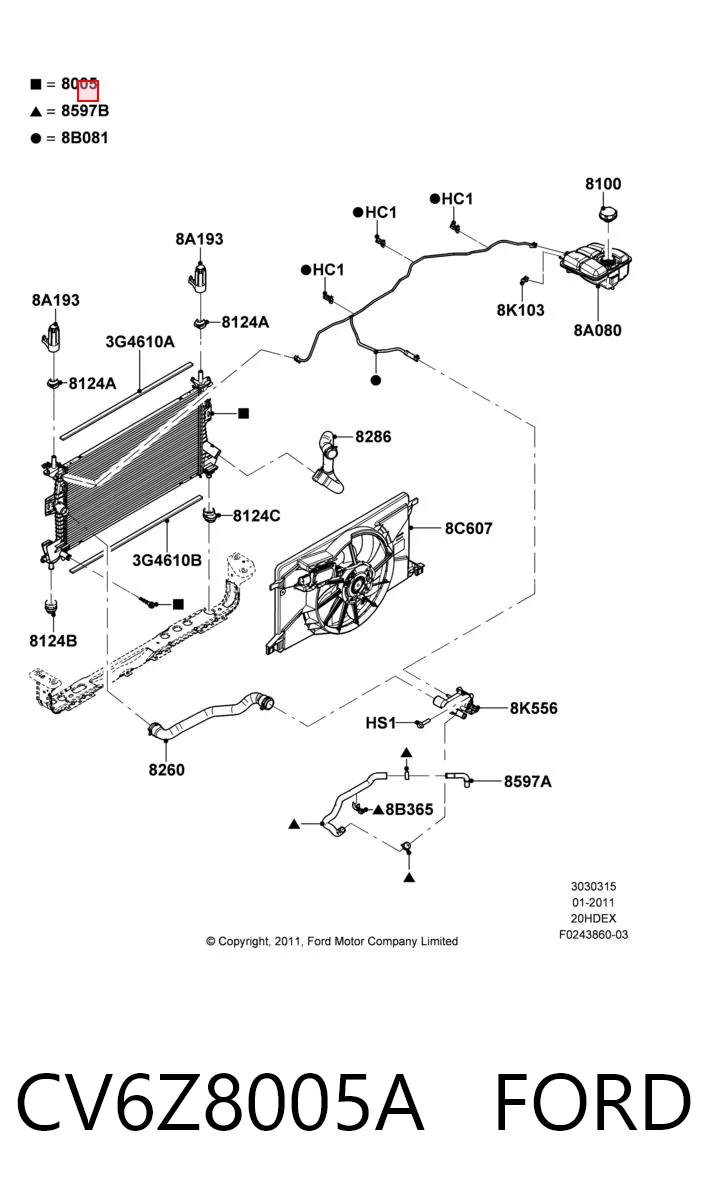 CV6Z8005A Ford Радіатор охолодження двигуна