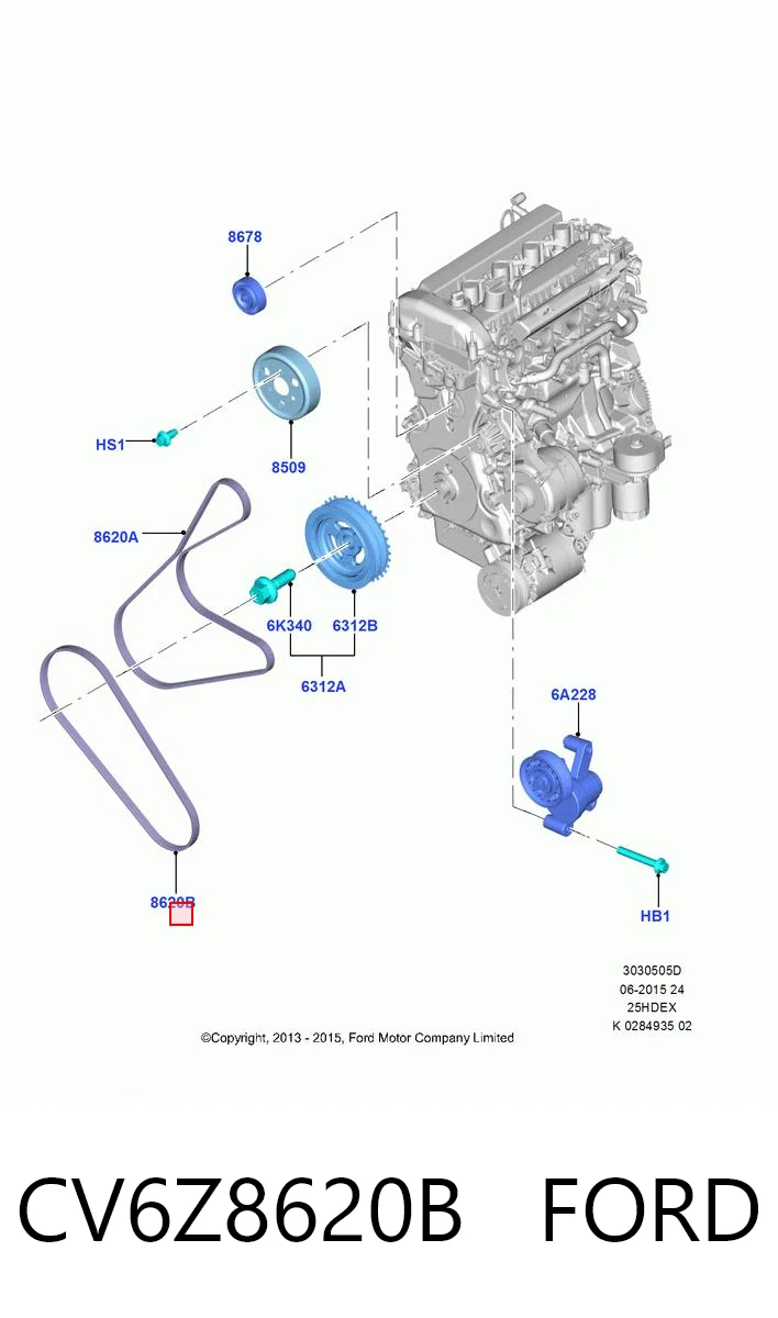 CV6Z8620B Ford Поліклиновий ремінь