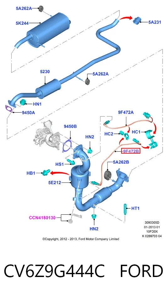 CV6Z9G444C Ford Лямбда зонд після каталізатора