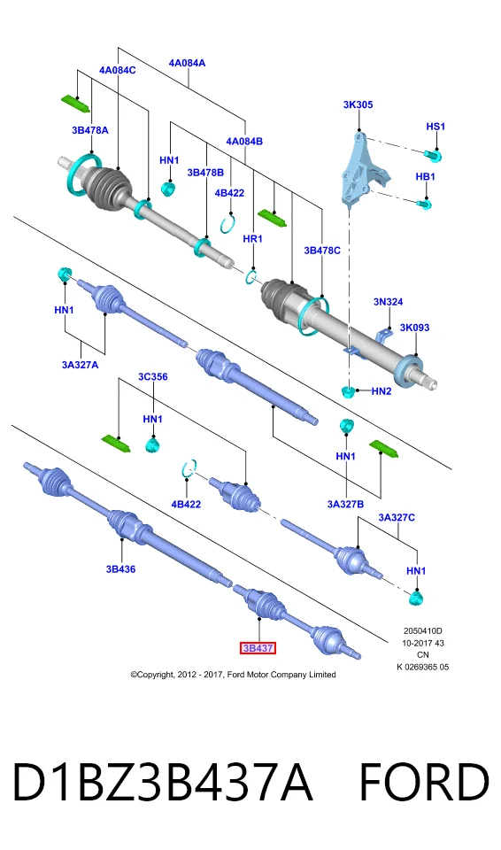 D1BZ3B437A Ford Привід лівий