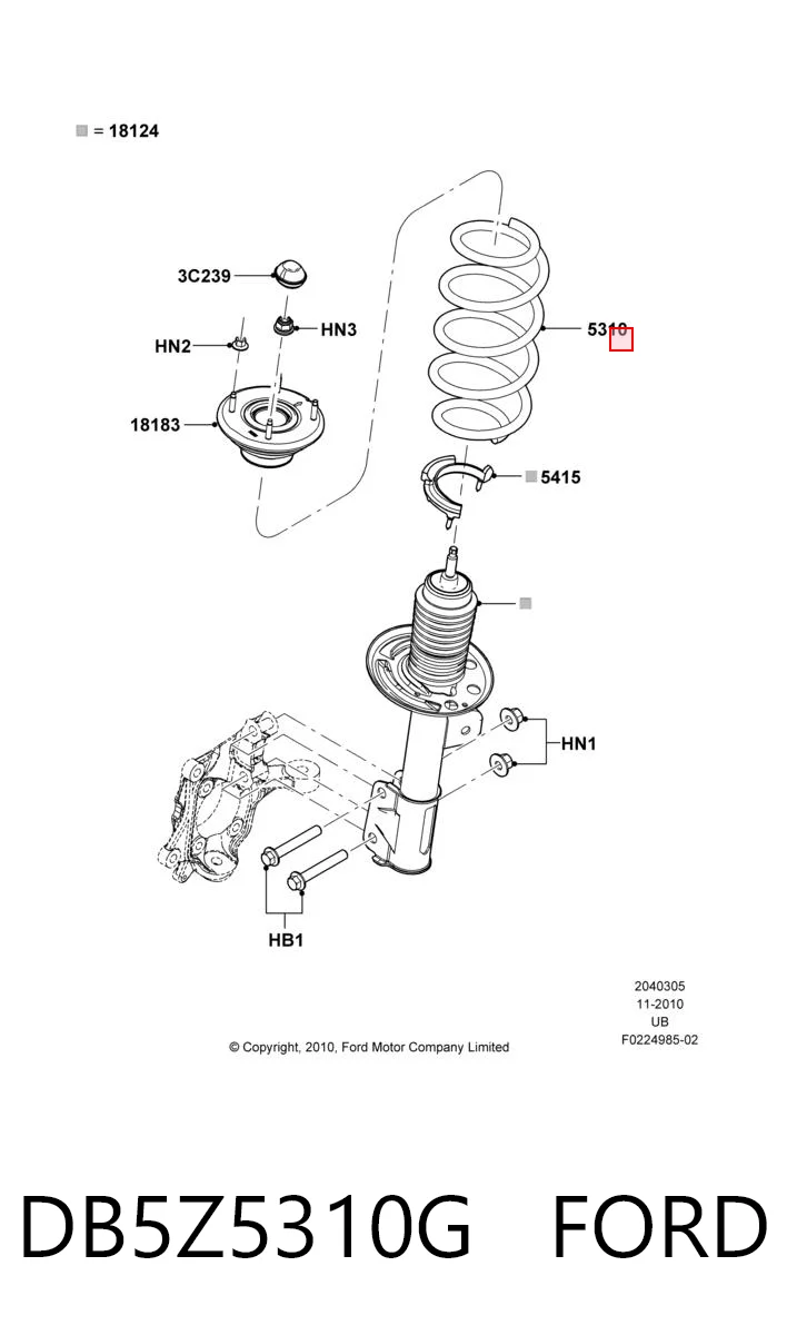 DB5Z5310G Ford Пружина амортизатора передняя