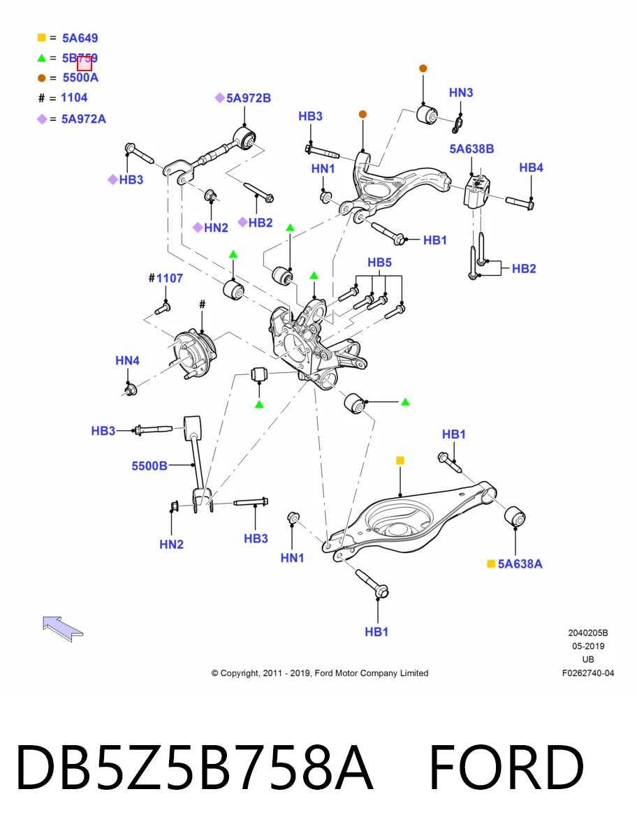 DB5Z5B758A Ford Цапфа поворотна права