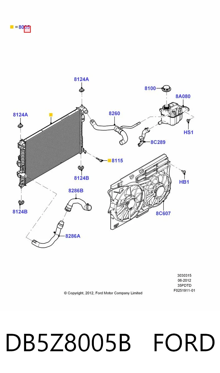 DB5Z8005B Ford Радіатор охолодження двигуна