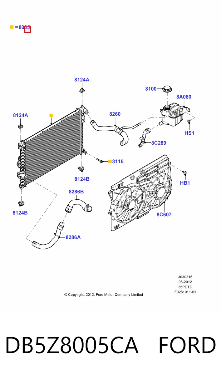 DB5Z8005CA Ford Радіатор охолодження двигуна