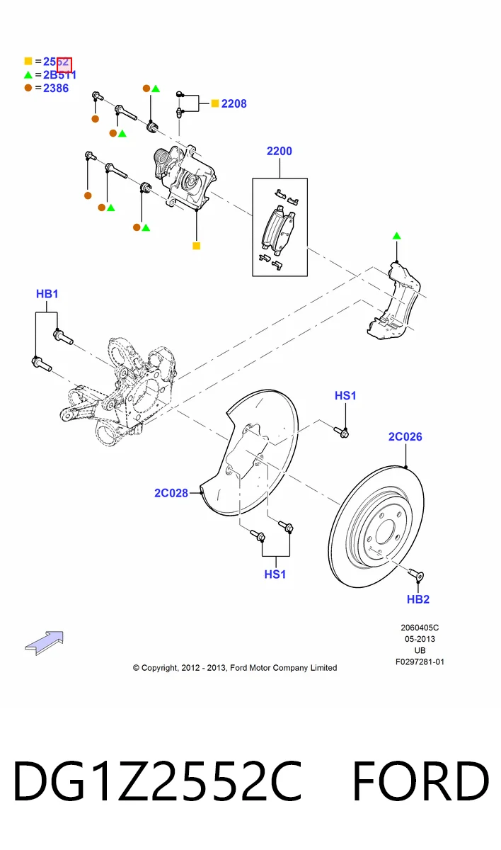DG1Z2552C Ford Супорт гальмівний задній правий