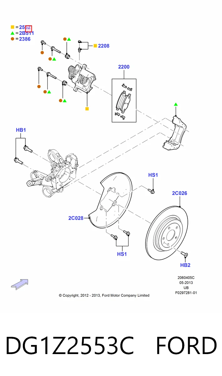 DG1Z2553C Ford Супорт гальмівний задній лівий