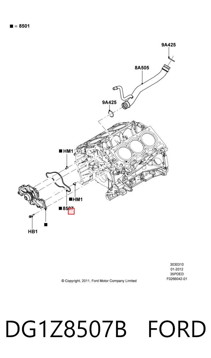DG1Z8507B Ford Прокладка водяної помпи
