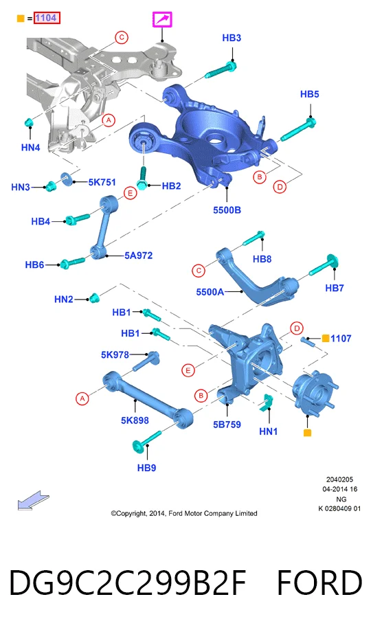 DG9C2C299B2F Ford Маточина задня