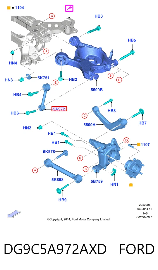 DG9C5A972AXD Ford Важелі задньої підвіски